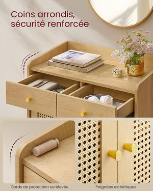 Boho Sideboard with Rattan Doors & Drawers