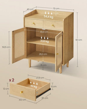 Boho Sideboard with Rattan Doors & Drawers