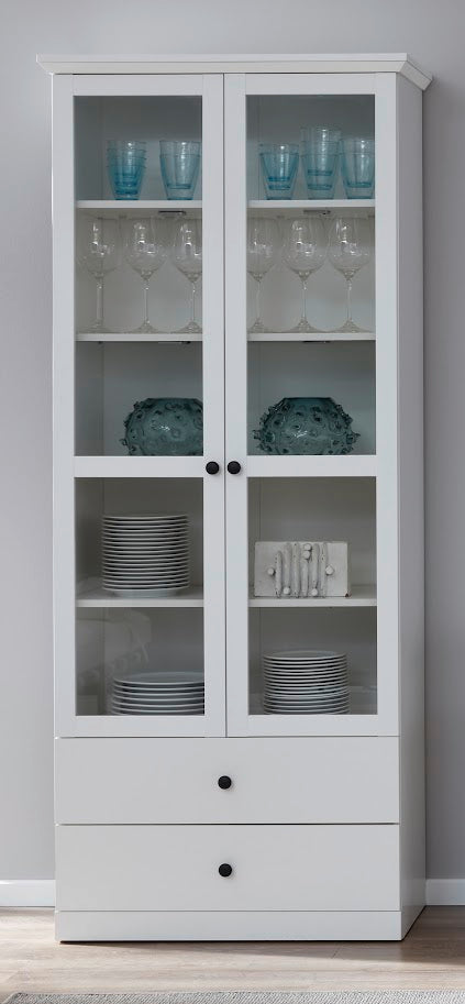 Brandson Glass Display Cabinet – Drawers & Glass Doors - Karrari