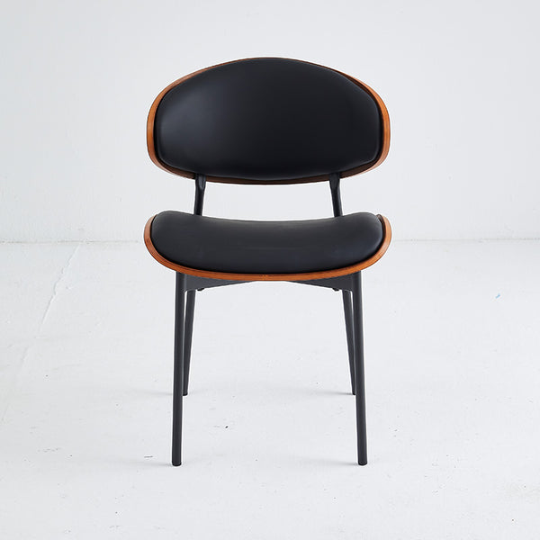 Walnut and Black Faux Leather Dining Chairs (Set of 2) - Karrari