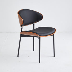 Walnut and Black Faux Leather Dining Chairs (Set of 2) - Karrari