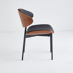 Walnut and Black Faux Leather Dining Chairs (Set of 2) - Karrari