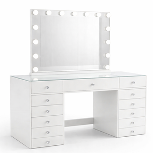 Hollywood Vanity Table with LED Mirror & Pouffe - Karrari