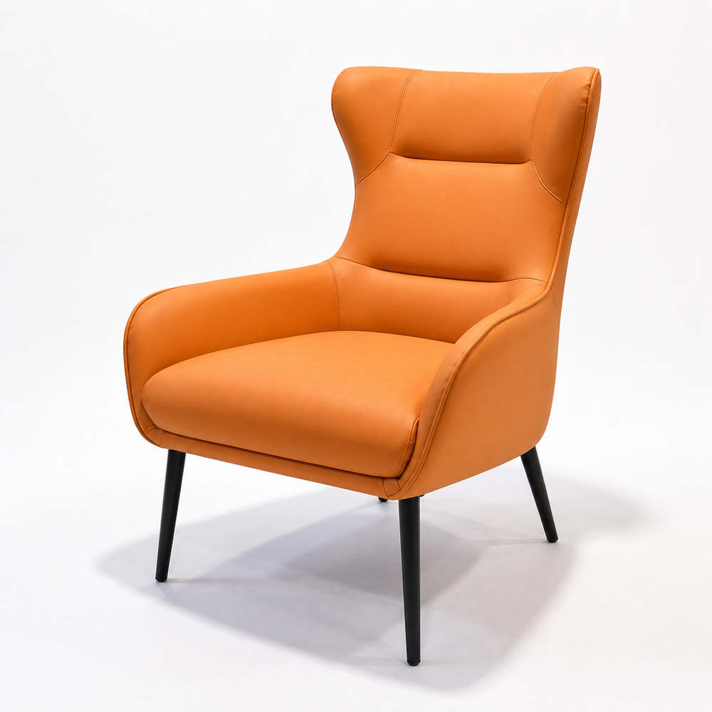 Modern Orange Wingback Accent Armchair Upholstered Lounge Chair - Karrari