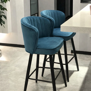 Velvet Bar Stools – Blue Upholstered (Set of 2) - Karrari