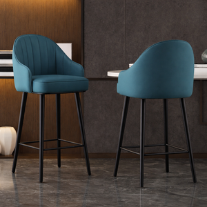 Upholstered Bar Stool – Teal Faux Leather (Set of 2) - Karrari