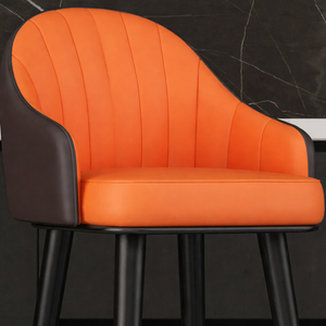 Upholstered Bar Stools – Orange Faux Leather (Set of 2) - Karrari