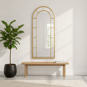 Modern Gold Metal Frame Grid Mirror – 180x80cm