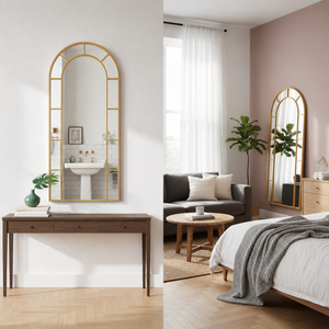 Modern Gold Metal Frame Grid Mirror – 180x80cm