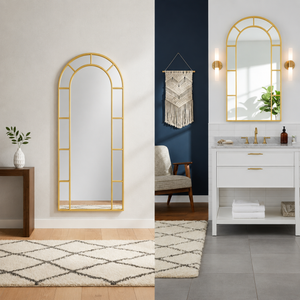 Modern Gold Metal Frame Grid Mirror – 180x80cm