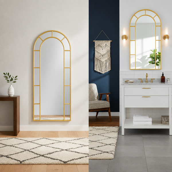 Modern Gold Metal Frame Grid Mirror – 180x80cm