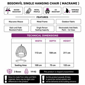 BEGONVIL Single Woven Hanging Swing Chair