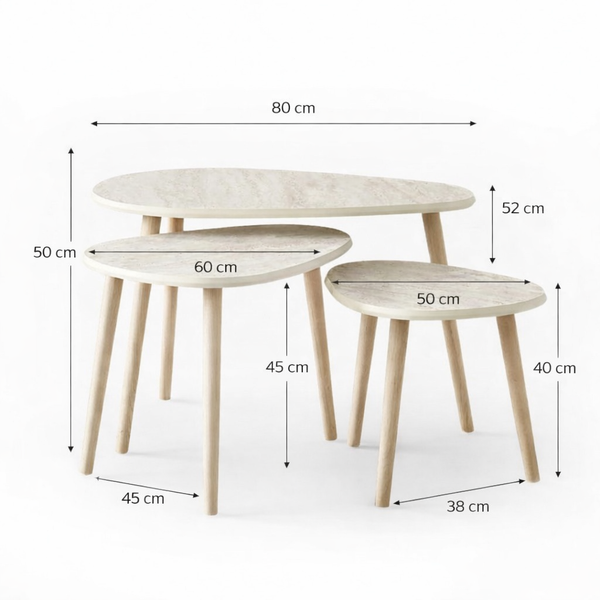 Modern Travertine Nesting Tables Set – 3 Pieces - Karrari