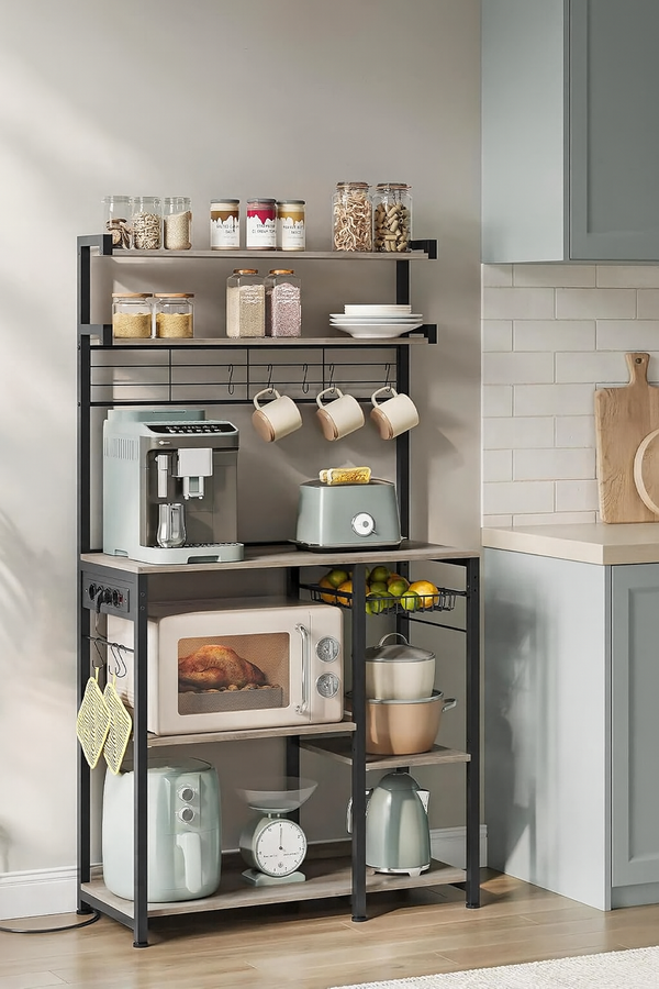 Kitchen Rack with Outlets – Greige/Black - Karrari