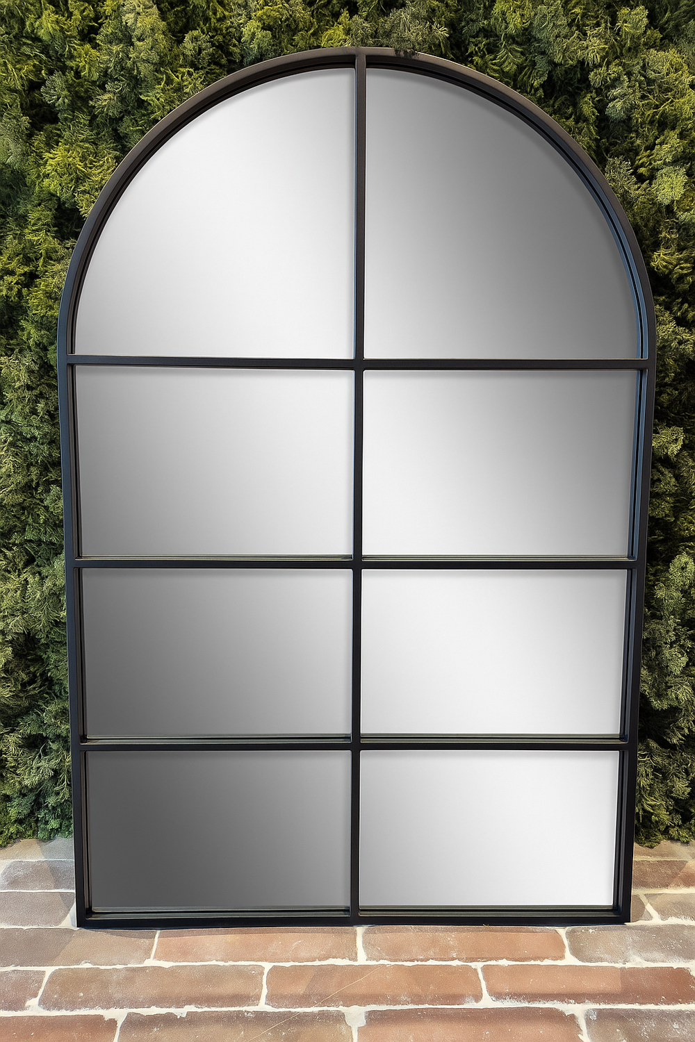 Arched Grid Mirror - Black Metal Frame - Karrari
