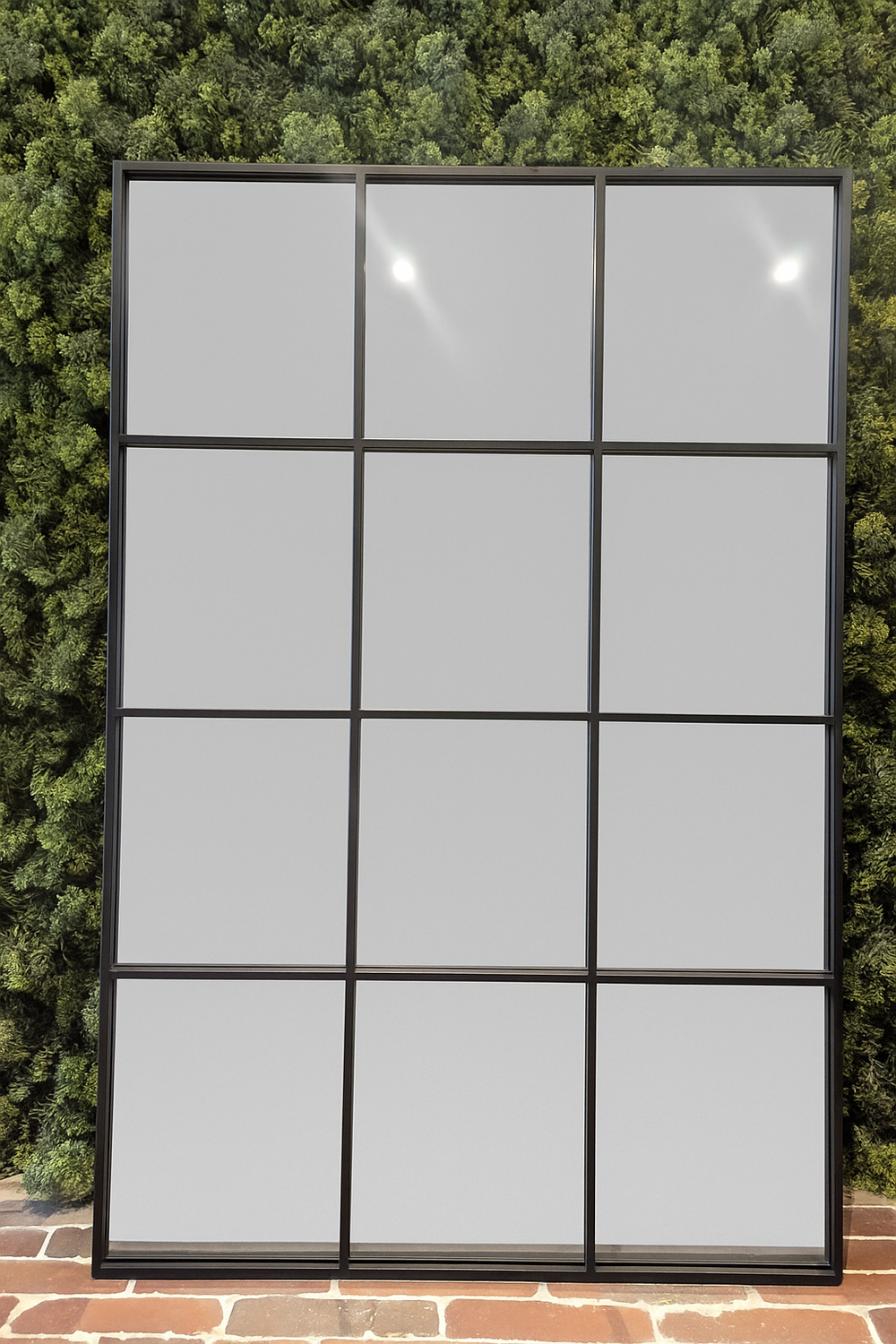 Grid-Style Black Metal Frame Mirror - Karrari