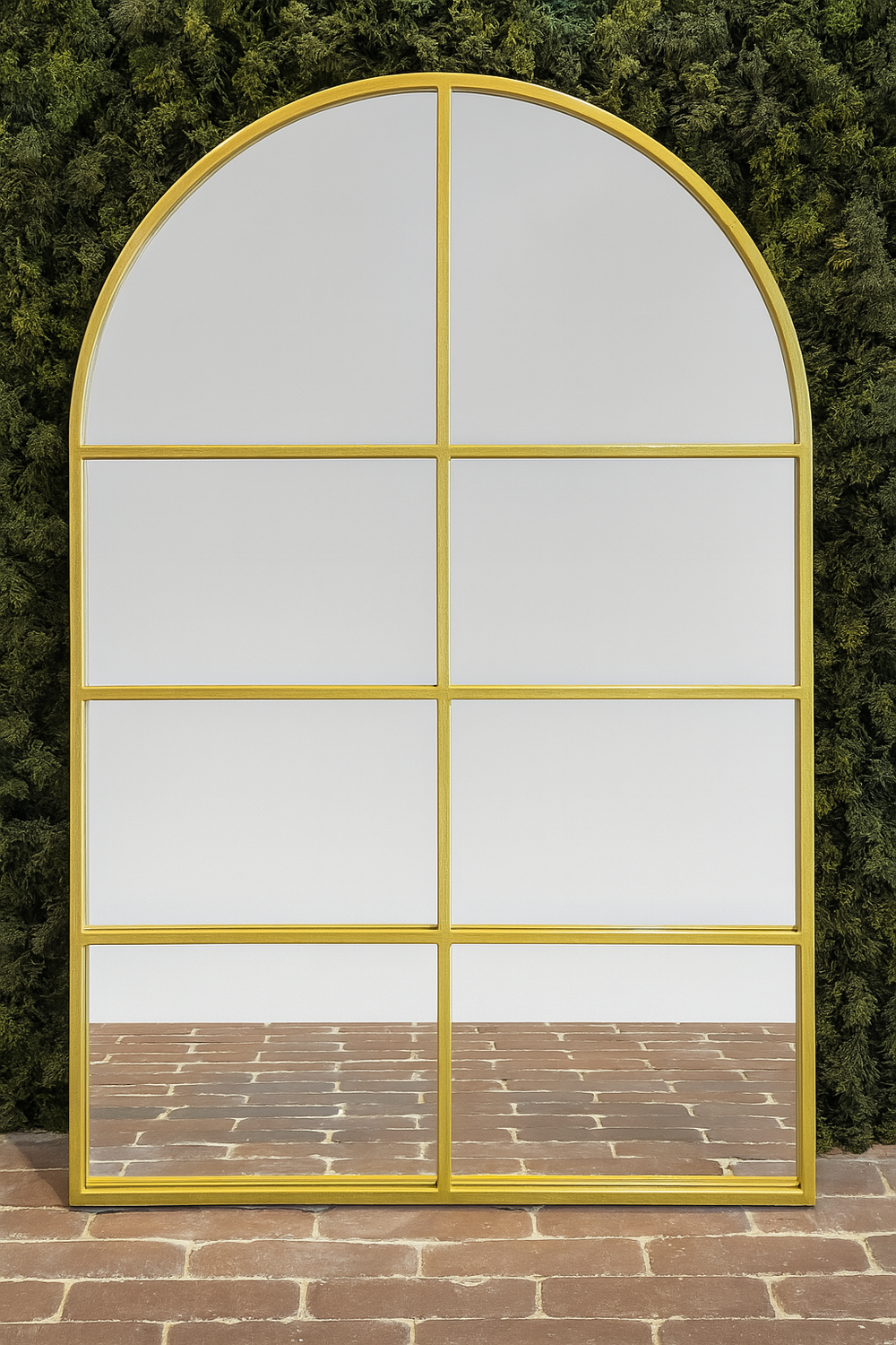 Arched Gold Metal Windowpane Mirror - Karrari