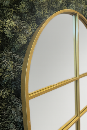 Arched Gold Metal Windowpane Mirror - Karrari