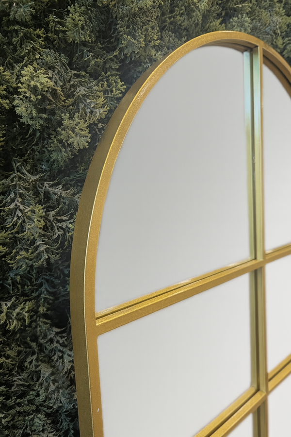 Arched Gold Metal Windowpane Mirror - Karrari