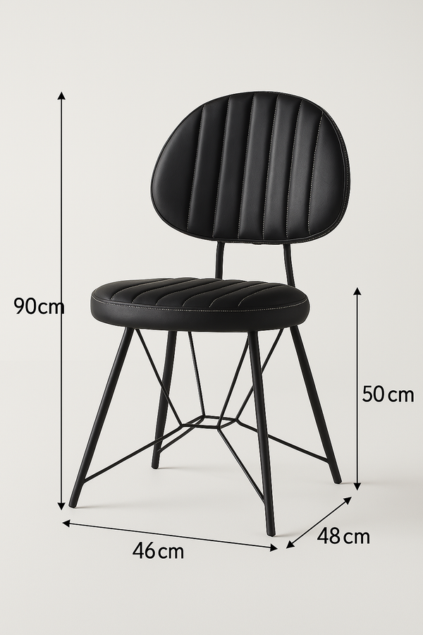 Ahtapot Black Leather Dining Chair - Karrari