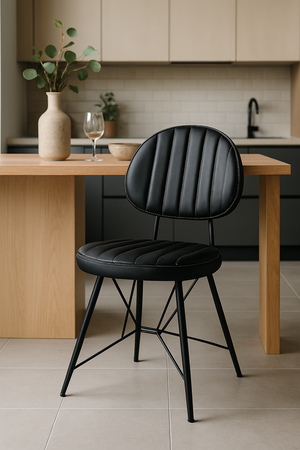 Ahtapot Black Leather Dining Chair - Karrari