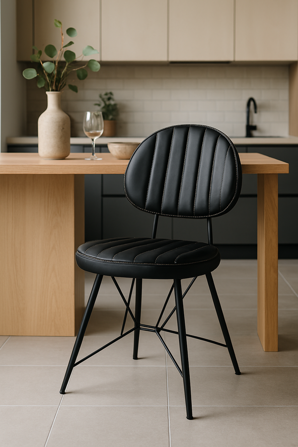 Ahtapot Black Leather Dining Chair - Karrari
