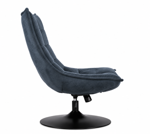 Dark Blue Swivel Lounge Chair with Adjustable Recline - Karrari
