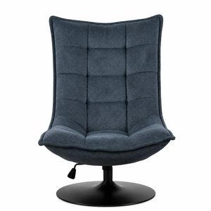 Dark Blue Swivel Lounge Chair with Adjustable Recline - Karrari