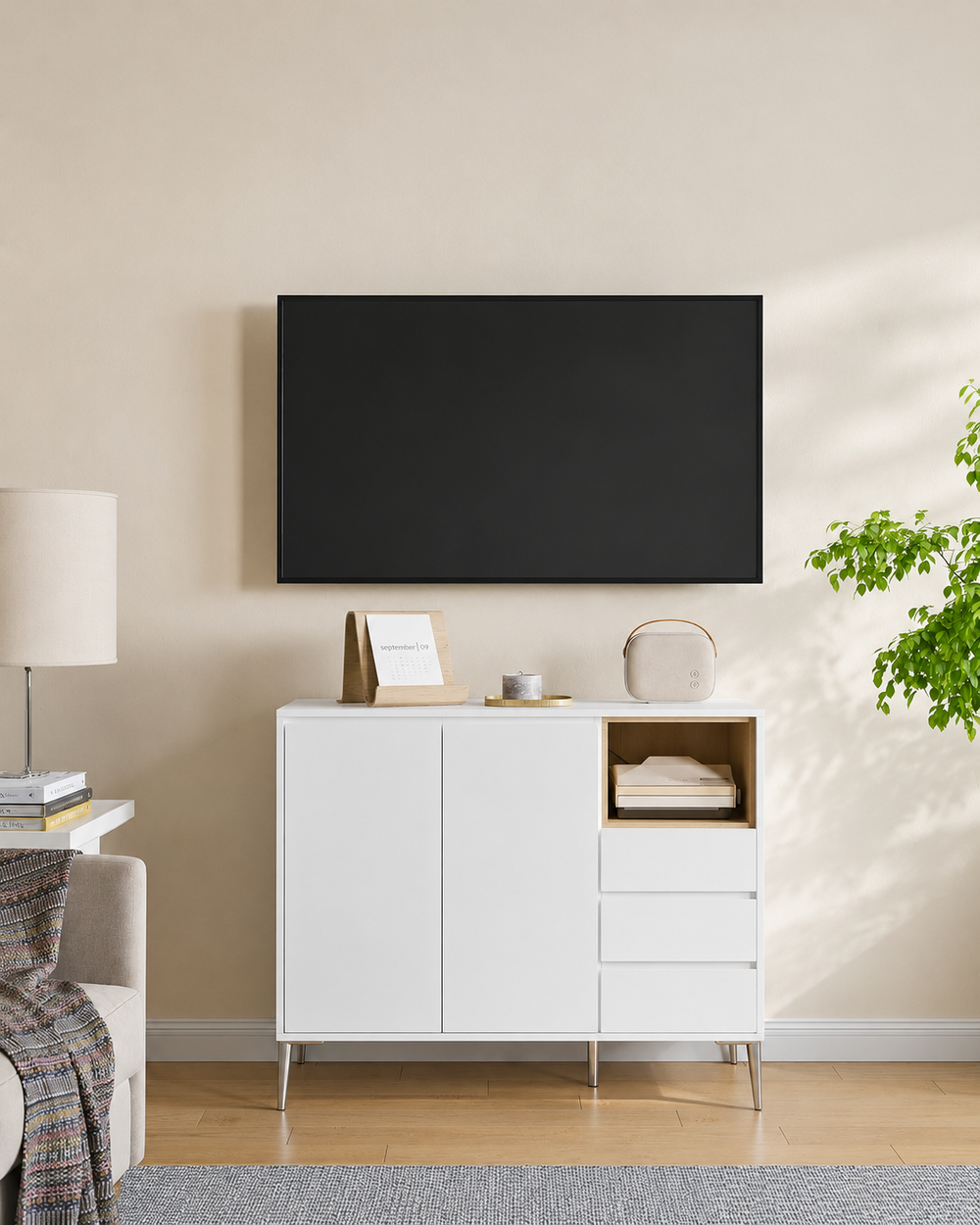 Modern Sideboard with Drawers & Adjustable Shelf - Karrari