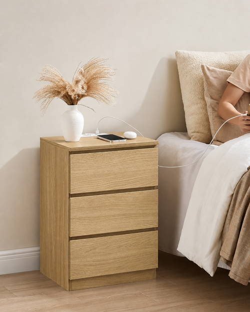 Nightstand with Charging Station – Drawers, AC & USB Ports - Karrari