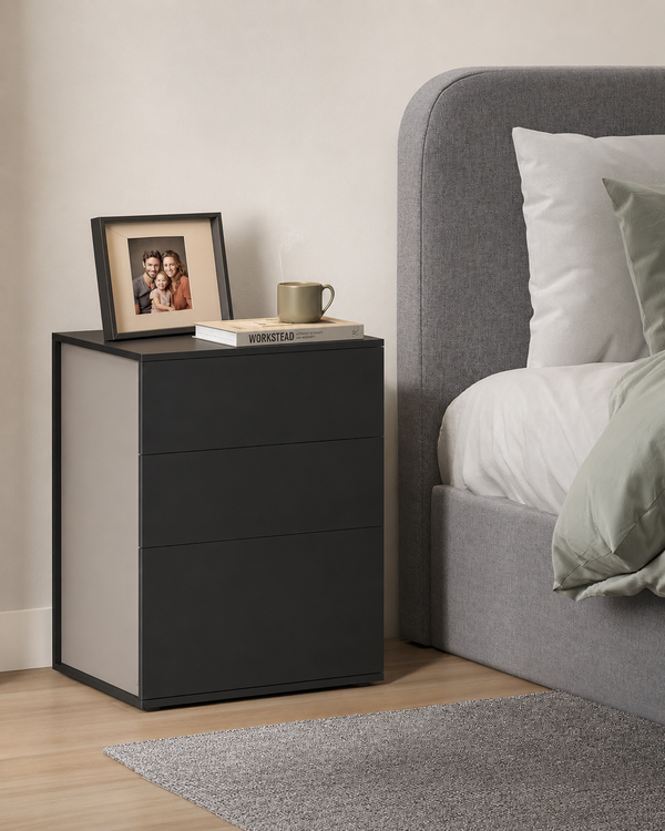 Nightstand with 3 Storage Drawers – Minimalist Design - Karrari