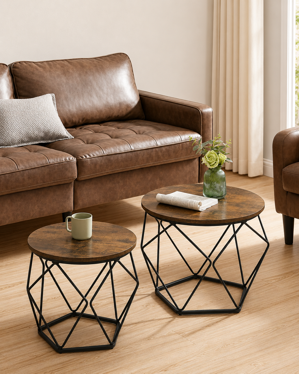 2-Piece Round Coffee Tables with Removable Tops - Karrari