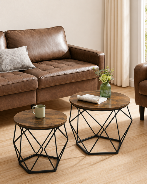 2-Piece Round Coffee Tables with Removable Tops - Karrari
