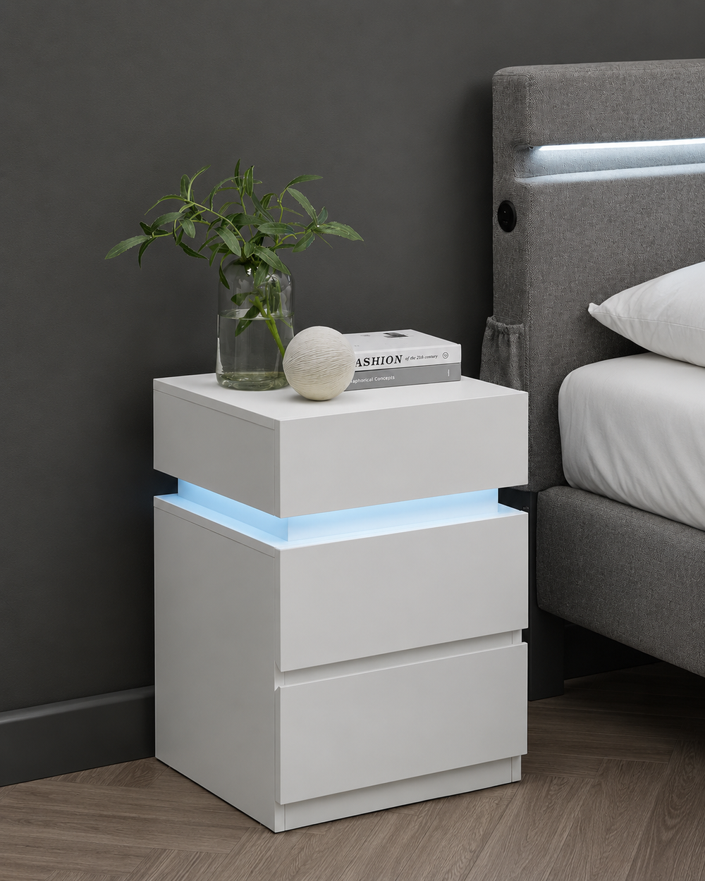 LED Nightstand – Adjustable Colours & Storage - Karrari