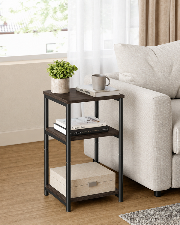 Tall Side Table in Chestnut Brown & Black - Karrari