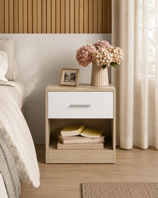Bedside Table with Drawer & Shelf - Karrari