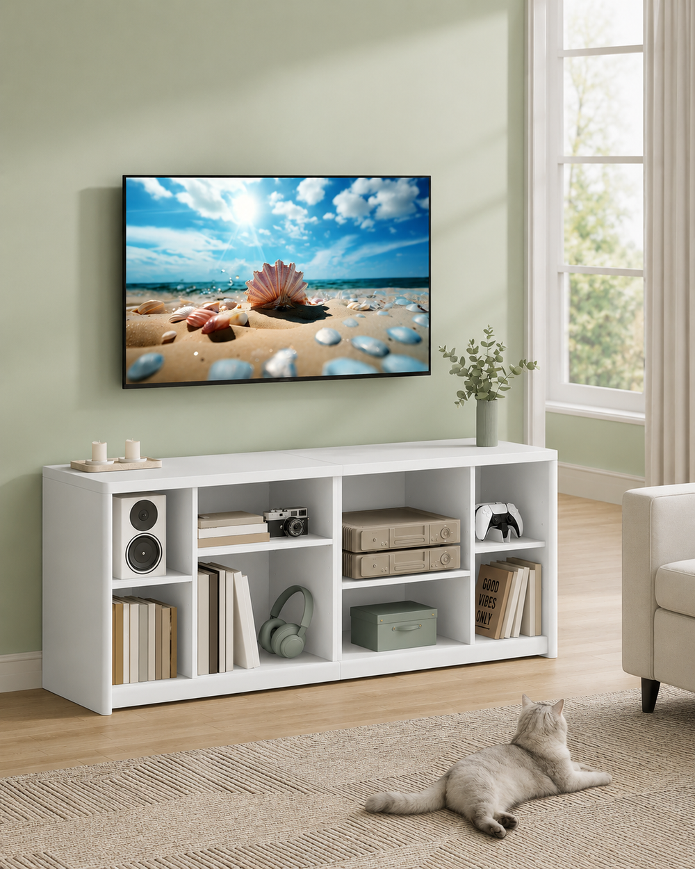 Modern TV Unit with Open Compartments - Karrari