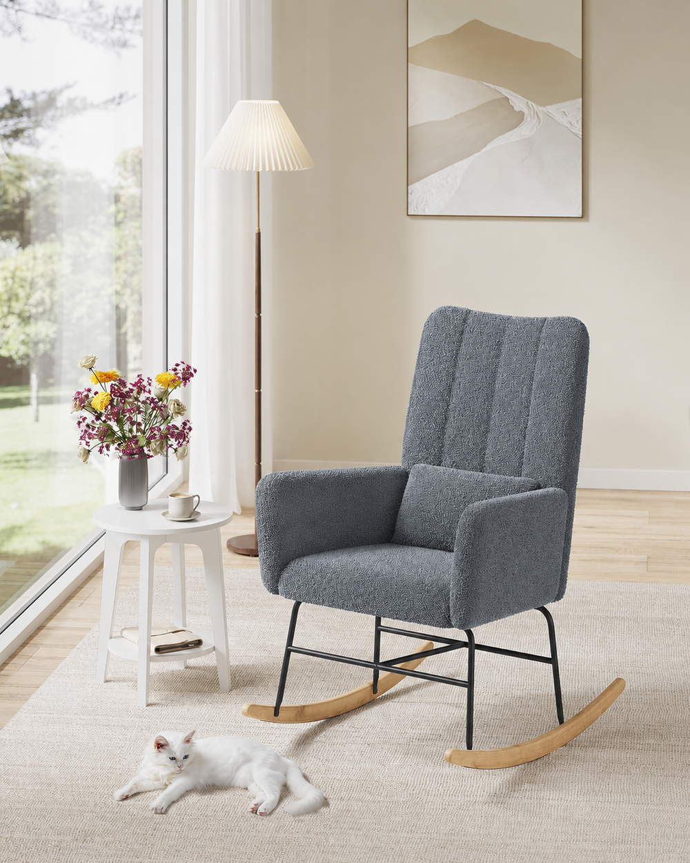 Rocking Chair with Armrests - Slate Grey - Karrari