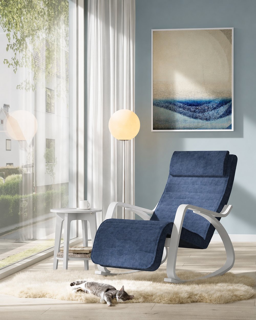 Rocking Chair with Birch Wood Armrests - Karrari