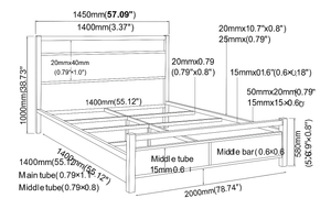 Industrial Metal & Wood Bed Frame - Karrari