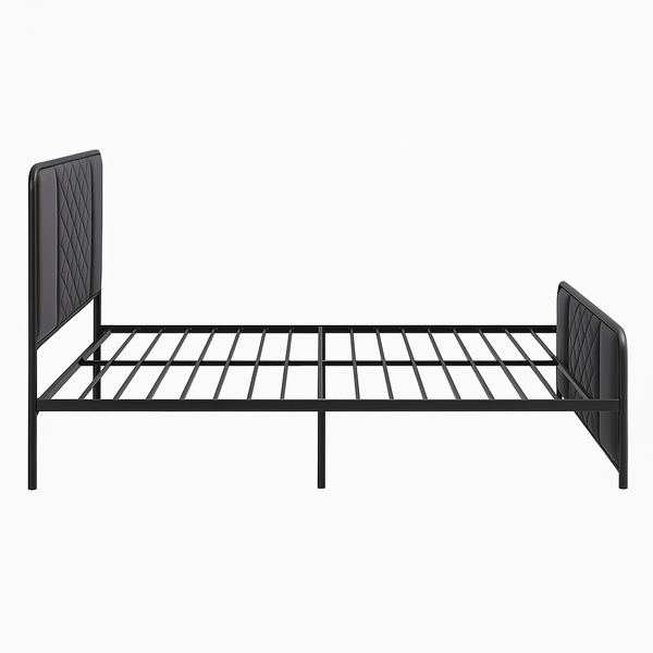 Metal Bed Frame with Padded Diamond Headboard - Karrari