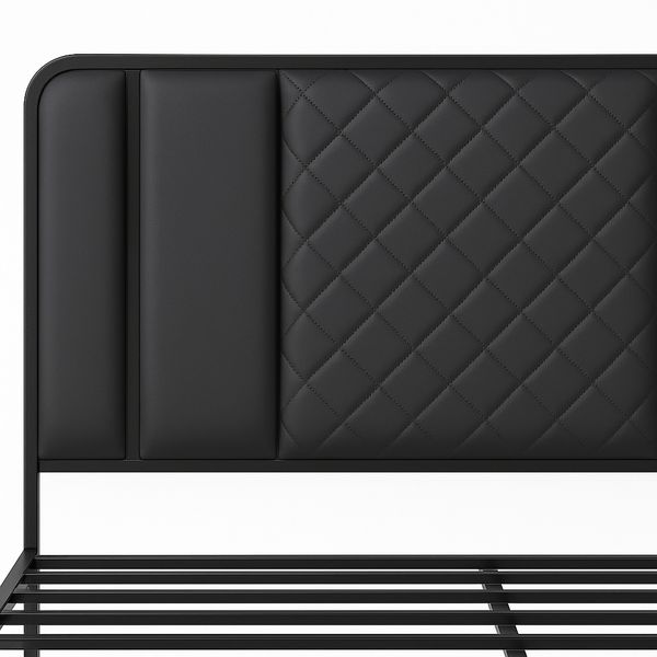 Metal Bed Frame with Padded Diamond Headboard - Karrari
