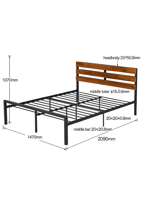 Modern Metal & Wood Bed Frame - Karrari