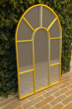 Arched Gold Wall Mirror - Metal Frame