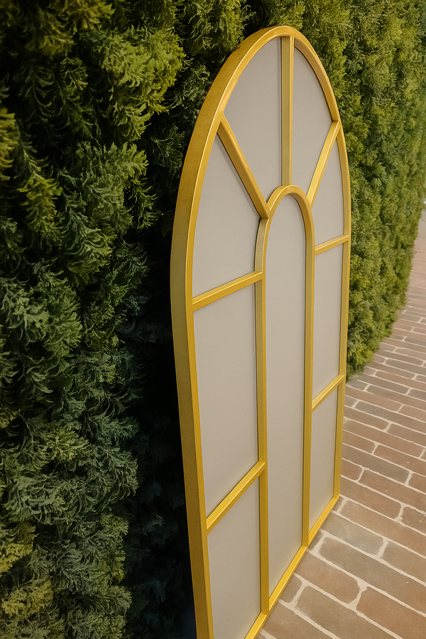 Arched Gold Wall Mirror - Metal Frame