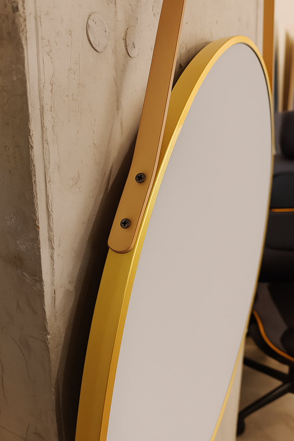 Round Gold Wall Mirror with Hanging Strap