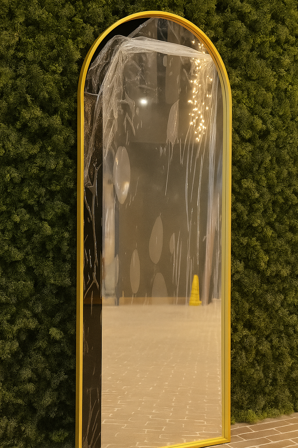 Tall Arched Full-Length Gold Metal Wall Mirror - Karrari