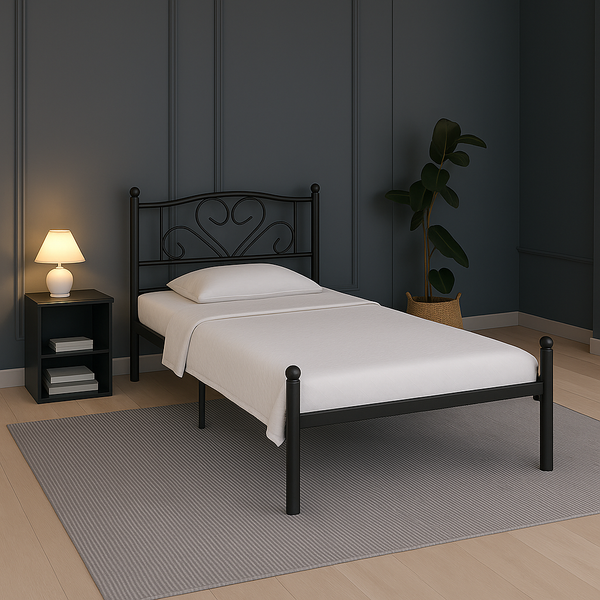 Black Metal Single Bed Frame (93×198cm)