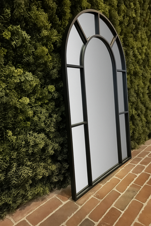 Arched Wall Mirror - Black Metal Frame