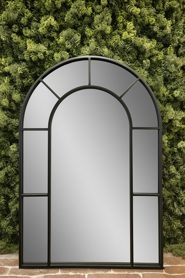 Arched Wall Mirror - Black Metal Frame